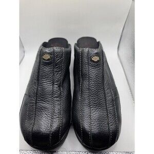 Harley-Davidson Women's 9 Black Leather Mule Clogs Slip On Biker Shoes
